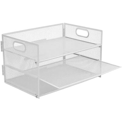Relaxdays Uchwyt na dokumenty, metal, 3 poziomy, biuro, biuro domowe, wys. x szer. x gł.: 20,5 x 32,5 x 23,5 cm, organizer na biurko, biały Relaxdays Uchwyt na dokumenty, metal, 3 poziomy, biuro, biuro domowe, wys. x szer. x gł.: 20,5 x 32,5 x 23,5 cm, organizer na biurko, biały
