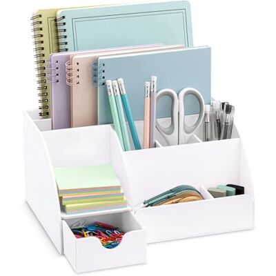 My Space Organizers Organizer na biurko, biały akryl z szufladą, 9 przegródek – wszystko w jednym, artykuły biurowe i fajne akcesoria biurowe, uchwyt na długopis, upiększ wystrój biura na biurko (biały). My Space Organizers Organizer na biurko, biały akryl z szufladą, 9 przegródek – wszystko w jednym, artykuły biurowe i fajne akcesoria biurowe, uchwyt na długopis, upiększ wystrój biura na biurko (biały).