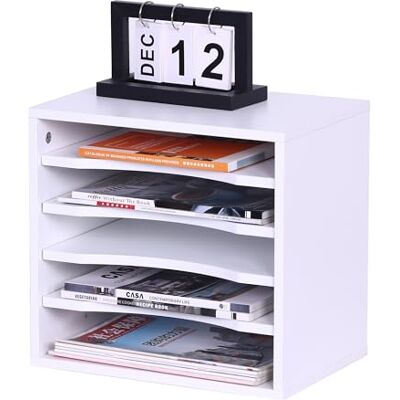 Relaxdays Organizer na dokumenty, 5 przegródek, segregator na biurko HBT: 33 x 35,5 x 25 cm, biały Relaxdays Organizer na dokumenty, 5 przegródek, segregator na biurko HBT: 33 x 35,5 x 25 cm, biały