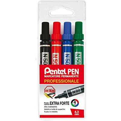 Pentel N50 Marker Permanentny, Wielokolorowy, 1 Sztuka Pentel N50 Marker Permanentny, Wielokolorowy, 1 Sztuka