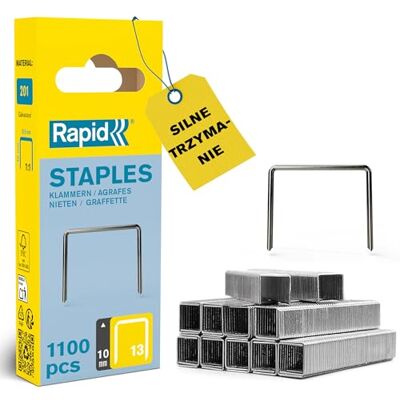 Rapid Zszywki o wysokiej wydajności, nr 13, długość nogawki 10 mm, 40109521-1100 sztuk Rapid Zszywki o wysokiej wydajności, nr 13, długość nogawki 10 mm, 40109521-1100 sztuk