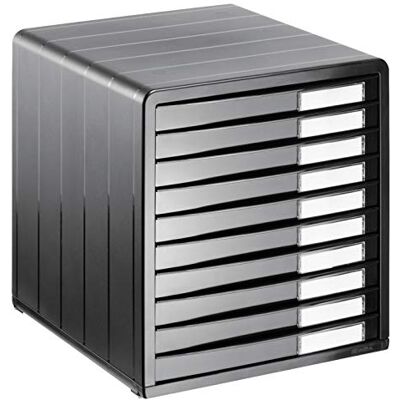 Rotho , Ponadczasowe pudełko biurowe z 10 szufladami, tworzywo sztuczne (PS) BPA antracyt, 34,5 x 29,0 x 32,0 cm Rotho , Ponadczasowe pudełko biurowe z 10 szufladami, tworzywo sztuczne (PS) BPA antracyt, 34,5 x 29,0 x 32,0 cm