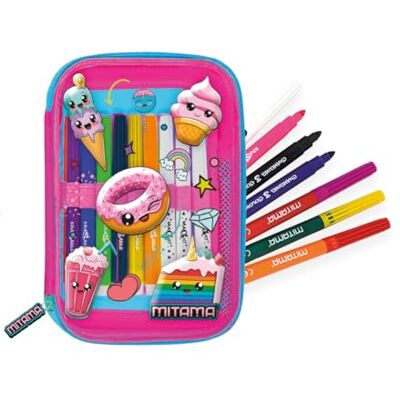 62962C-000 Mitama Piórnik szkolny Magic Pensil Case dla dzieci, różowy, cukierki, zestaw z markerami, szkołą i rekreacją, Różowy, Taglia Unica, Kreskówka dekoracyjna 62962C-000 Mitama Piórnik szkolny Magic Pensil Case dla dzieci, różowy, cukierki, zestaw z markerami, szkołą i rekreacją, Różowy, Taglia Unica, Kreskówka dekoracyjna