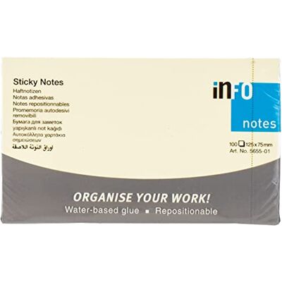 inFO Notes Blok karteczek samoprzylepnych 125x75 mm 100 kartek żółty inFO Notes Blok karteczek samoprzylepnych 125x75 mm 100 kartek żółty