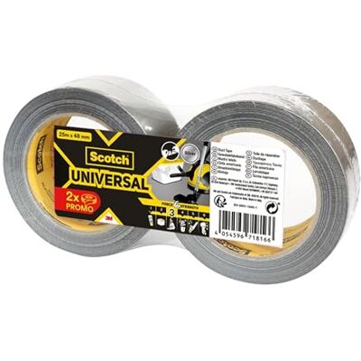 Scotch Uniwersalna taśma klejąca, srebrna 2904, 48 mm x 25 m, 2 rolki Scotch Uniwersalna taśma klejąca, srebrna 2904, 48 mm x 25 m, 2 rolki