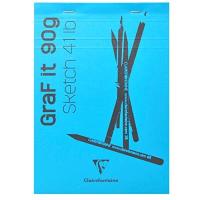 Clairefontaine 96681C Blok zszywany GraF'it 80 arkuszy papieru szkicowego Uni Odpinane arkusze A4 21x29,7 cm 90g Niebieska okładka Opakowanie 5 bloków Clairefontaine 96681C Blok zszywany GraF'it 80 arkuszy papieru szkicowego Uni Odpinane arkusze A4 21x29,7 cm 90g Niebieska okładka Opakowanie 5 bloków