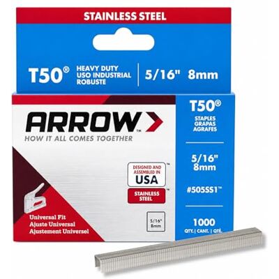 Arrow Strzałka ARRT50516SS 8 mm 5/16 cala zszywki ze stali nierdzewnej (pudełko 1000) Arrow Strzałka ARRT50516SS 8 mm 5/16 cala zszywki ze stali nierdzewnej (pudełko 1000)