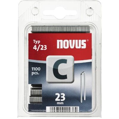 Novus Klamry wąskiego grzbietu 23 mm, 1100 zszywek typu C4/23, zszywacz do drewna profilowanego, paneli i płyt pilśniowych Novus Klamry wąskiego grzbietu 23 mm, 1100 zszywek typu C4/23, zszywacz do drewna profilowanego, paneli i płyt pilśniowych