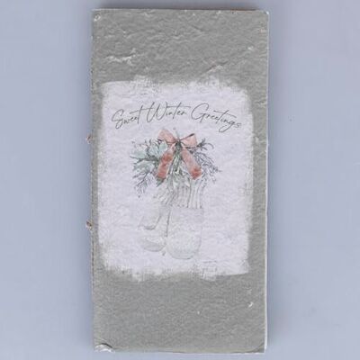 Tivoli Zielony notatnik z dekoracją bożonarodzeniową, bindowanie nicią, 11 x 21 cm Tivoli Zielony notatnik z dekoracją bożonarodzeniową, bindowanie nicią, 11 x 21 cm