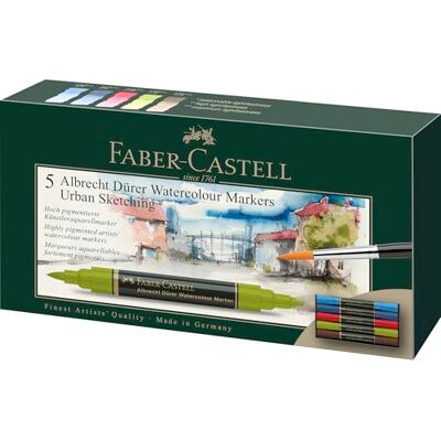 Faber-Castell 160310 – marker akwarelowy Albrecht Dürer z podwójną końcówką, 10 szt. w etui, marker z końcówką z włókna i pędzlem Faber-Castell 160310 – marker akwarelowy Albrecht Dürer z podwójną końcówką, 10 szt. w etui, marker z końcówką z włókna i pędzlem