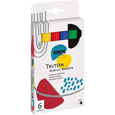 KREUL 17890 Triton Acrylic Marker edge, 6 pisaków, końcówka klinowa, szerokość linii ok. 1 do 4 mm, pisaki do malowania akrylami do projektowania papieru, drewna, kamienia i wielu innych rzeczy KREUL 17890 Triton Acrylic Marker edge, 6 pisaków, końcówka klinowa, szerokość linii ok. 1 do 4 mm, pisaki do malowania akrylami do projektowania papieru, drewna, kamienia i wielu innych rzeczy