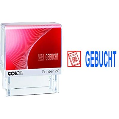 COLOP 100640 pieczątka tekstowa Printer 20 z tekstem w książce i piktogramie odcisk niebieski/czerwony, w składanym kartonie COLOP 100640 pieczątka tekstowa Printer 20 z tekstem w książce i piktogramie odcisk niebieski/czerwony, w składanym kartonie