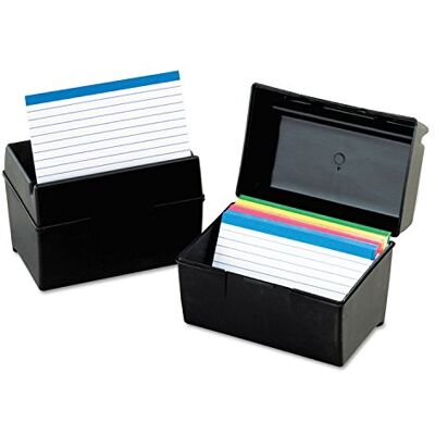 Oxford Plastikowe pudełko na fiszki 10 x 15 cm, pojemność 400 kart, czarne (01461) Oxford Plastikowe pudełko na fiszki 10 x 15 cm, pojemność 400 kart, czarne (01461)