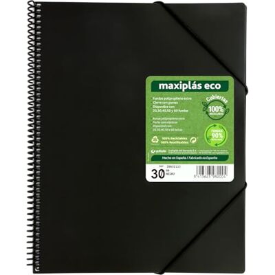 Grafoplás Teczka z tworzywa sztucznego a4 Maxiplas ECO 30 przezroczystych okładek z polipropylenu 90% z recyklingu Elastyczne zaślepki z recyklingu w 100% z recyklingu Zawiera kopertę Grafoplás Teczka z tworzywa sztucznego a4 Maxiplas ECO 30 przezroczystych okładek z polipropylenu 90% z recyklingu Elastyczne zaślepki z recyklingu w 100% z recyklingu Zawiera kopertę