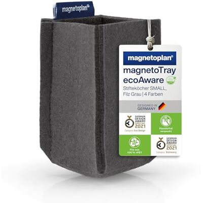 magnetoplan magnetoTray ecoAware Small, magnetyczny filcowy przybornik na długopisy, 6 x 10 x 6 cm, szary przybornik na długopisy wykonany z przetworzonych butelek PET magnetoplan magnetoTray ecoAware Small, magnetyczny filcowy przybornik na długopisy, 6 x 10 x 6 cm, szary przybornik na długopisy wykonany z przetworzonych butelek PET