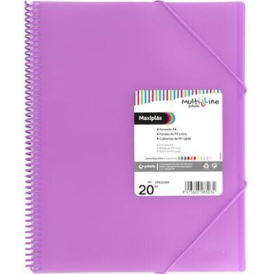 Grafoplás Grafoplas Folder Plastikowe etui A4 Lawenda 20 dodatkowych koszulek z polipropylenu Elastyczne okładki Spirala PCW Maksyplas Multiline Idealny jako przybory szkolne i biurowe Grafoplás Grafoplas Folder Plastikowe etui A4 Lawenda 20 dodatkowych koszulek z polipropylenu Elastyczne okładki Spirala PCW Maksyplas Multiline Idealny jako przybory szkolne i biurowe