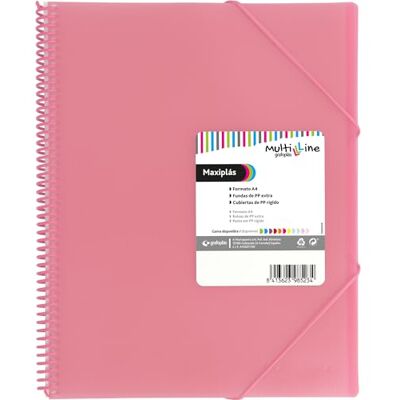 Grafoplás Grafoplas Folder Plastikowe etui A4 Jasnoróżowy 40 dodatkowych koszulek z polipropylenu Elastyczne okładki Spirala PVC Maksypan Multiline Idealny jako przybory szkolne i biurowe Grafoplás Grafoplas Folder Plastikowe etui A4 Jasnoróżowy 40 dodatkowych koszulek z polipropylenu Elastyczne okładki Spirala PVC Maksypan Multiline Idealny jako przybory szkolne i biurowe