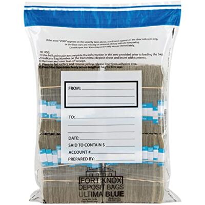 BankSupplies Ultima Blue przezroczyste torby depozytowe z podwójną kieszenią, 15 W x 20 wys. 100 sztuk tranzyt, transfer, wartościowe przedmioty, taśma zabezpieczająca przed manipulacją, BankSupplies Ultima Blue przezroczyste torby depozytowe z podwójną kieszenią, 15 W x 20 wys. 100 sztuk tranzyt, transfer, wartościowe przedmioty, taśma zabezpieczająca przed manipulacją,
