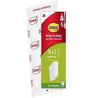Command Taśma klejąca, opakowanie ekonomiczne 14 x 2 wąskie (28 pasków), białe – obrazy do zawieszenia bez wiercenia, paski utrzymują się do 5,4 kg, odklejanie bez pozostawiania śladów Command Taśma klejąca, opakowanie ekonomiczne 14 x 2 wąskie (28 pasków), białe – obrazy do zawieszenia bez wiercenia, paski utrzymują się do 5,4 kg, odklejanie bez pozostawiania śladów