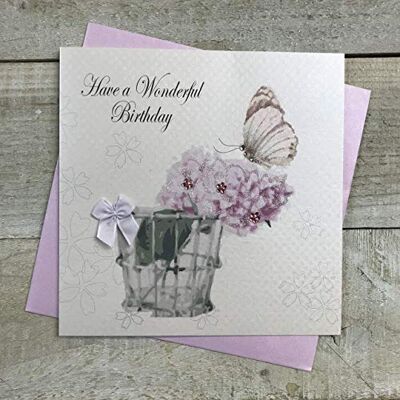 White Cotton Cards Białe bawełniane kartki 'Have A Wonderful Handmade Birthday' kartka urodzinowa, biała, BD174, 16 x 16 cm White Cotton Cards Białe bawełniane kartki 'Have A Wonderful Handmade Birthday' kartka urodzinowa, biała, BD174, 16 x 16 cm