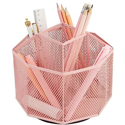 Annova Organizer biurkowy Mesh Desk Organizer Rotate z 5 przegrodami Obrotowy pojemnik na słodycze/długopisy Biuro, artykuły plastyczne, przechowywanie, sala lekcyjna, dom (Jasnoróżowy) Annova Organizer biurkowy Mesh Desk Organizer Rotate z 5 przegrodami Obrotowy pojemnik na słodycze/długopisy Biuro, artykuły plastyczne, przechowywanie, sala lekcyjna, dom (Jasnoróżowy)