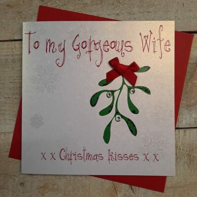 White Cotton Cards 'To My Gorgeous Wife Kissess' xxx' ręcznie wykonana kartka świąteczna (Mistletoe) White Cotton Cards 'To My Gorgeous Wife Kissess' xxx' ręcznie wykonana kartka świąteczna (Mistletoe)