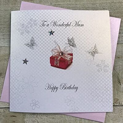 White Cotton Cards 'To A Wonderful Mum Happy Handmade Kartka urodzinowa, BD35A White Cotton Cards 'To A Wonderful Mum Happy Handmade Kartka urodzinowa, BD35A