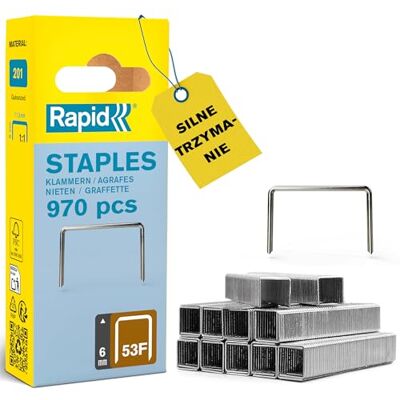 Rapid Wysokowydajne zszywki nr 53F, długość nogawki: 6 mm, 5000555-970 sztuk Rapid Wysokowydajne zszywki nr 53F, długość nogawki: 6 mm, 5000555-970 sztuk