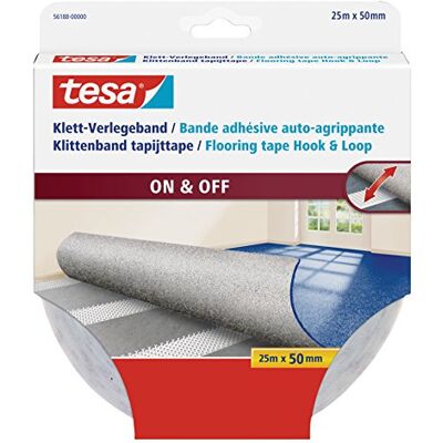 tesa Taśma na rzep do układania dywanów, 25 m x 50 mm tesa Taśma na rzep do układania dywanów, 25 m x 50 mm