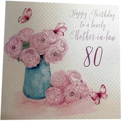 White Cotton Cards 'Happy Lovely Mother in-Law 80', ręcznie robiona kartka na 80. urodziny (mniszek lekarski) White Cotton Cards 'Happy Lovely Mother in-Law 80', ręcznie robiona kartka na 80. urodziny (mniszek lekarski)