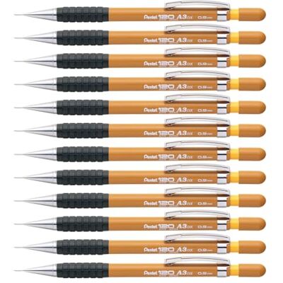 Pentel A300 automatyczny ołówek, przewód 0,9 mm, klasa HB, 1 opakowanie 12 ołówków Pentel A300 automatyczny ołówek, przewód 0,9 mm, klasa HB, 1 opakowanie 12 ołówków