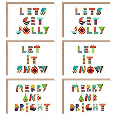 Wee Blue Coo Świąteczne kartki x6 'Merry Bright Jolly Patchwork' zestaw (3 wzory) Wee Blue Coo Świąteczne kartki x6 'Merry Bright Jolly Patchwork' zestaw (3 wzory)