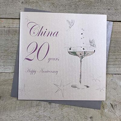 White Cotton Cards Biała bawełniana kartka Happy China na 20 lat rocznica ręcznie wykonana kartka, biała, BD120C White Cotton Cards Biała bawełniana kartka Happy China na 20 lat rocznica ręcznie wykonana kartka, biała, BD120C