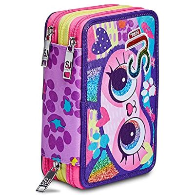 3C2012151-379 SJ GANG Pencil case Pen bag, multicolor, Box for Stationery, Pen Pouch filled with Pens, Markers & more, Perfect for School Supplies, for Kids Girls&Boys, 3 compartments, XXL SJ-Pattern 3C2012151-379 SJ GANG Pencil case Pen bag, multicolor, Box for Stationery, Pen Pouch filled with Pens, Markers & more, Perfect for School Supplies, for Kids Girls&Boys, 3 compartments, XXL SJ-Pattern
