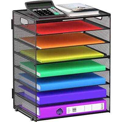 GOLDORCLE 8-poziomowy organizer na papier i listy, z uchwytami, stojak na dokumenty, z siateczki, do organizacji biura, szkoły, biurka GOLDORCLE 8-poziomowy organizer na papier i listy, z uchwytami, stojak na dokumenty, z siateczki, do organizacji biura, szkoły, biurka