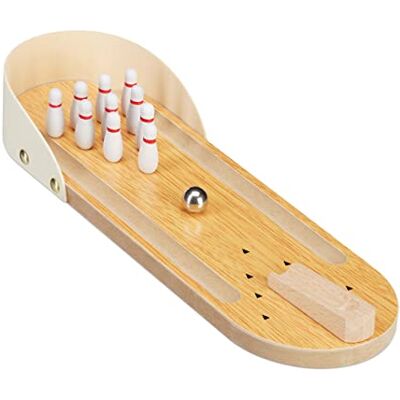 Relaxdays Mini kręgielnia, zestaw 10 pinów, gra zręcznościowa, dla dorosłych i dzieci od 3 lat, kolor naturalny Relaxdays Mini kręgielnia, zestaw 10 pinów, gra zręcznościowa, dla dorosłych i dzieci od 3 lat, kolor naturalny