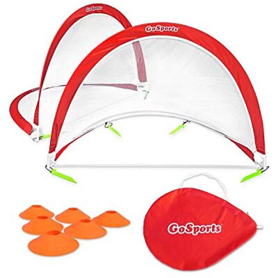 PUG-4-01 GoSports Portable Pop Up Soccer Goals for Backyard Kids & Adults Set of Two 4 ft Nets with Agility Training Cones and Carrying Case PUG-4-01 GoSports Portable Pop Up Soccer Goals for Backyard Kids & Adults Set of Two 4 ft Nets with Agility Training Cones and Carrying Case