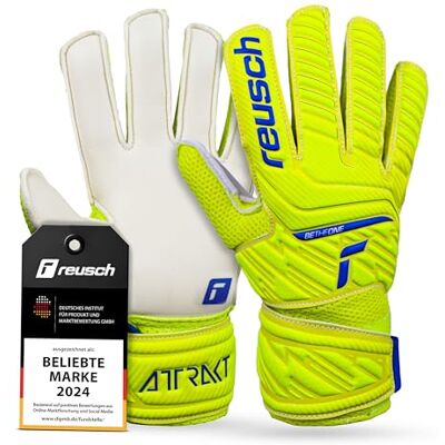 Reusch Dziecięce rękawice bramkarskie Attrakt Solid Junior - uniseks - żółty bezpieczeństwo / głęboki niebieski / biały - 7 Reusch Dziecięce rękawice bramkarskie Attrakt Solid Junior - uniseks - żółty bezpieczeństwo / głęboki niebieski / biały - 7