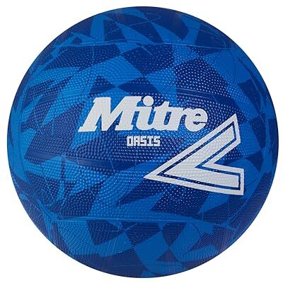 5-BB1255BP8 Mitre Unisex Oasis Netball niezwykle trwały świetny chwyt stylowy design, niebieski/biały, 4 5-BB1255BP8 Mitre Unisex Oasis Netball niezwykle trwały świetny chwyt stylowy design, niebieski/biały, 4