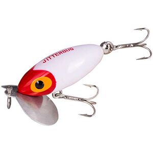 G600-01 Arbogast Jitterbug Topwater przynęta do łowienia okoni, doskonała do nocnego wędkowania, biała/czerwona głowa, 5,7 cm 3/8 uncji G600-01 Arbogast Jitterbug Topwater przynęta do łowienia okoni, doskonała do nocnego wędkowania, biała/czerwona głowa, 5,7 cm 3/8 uncji