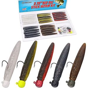 Ned-Rig-Kit-Finesse-Baits-Soft-Plastic-Worms-Fising-Lure do basu Swimbait Minnow Crawfish Lures Shroom Ned Jig Head Kit (35-częściowy 2,75'' #01 Ned-Rig-Kit-Finesse-Baits-Soft-Plastic-Worms-Fising-Lure do basu Swimbait Minnow Crawfish Lures Shroom Ned Jig Head Kit (35-częściowy 2,75'' #01