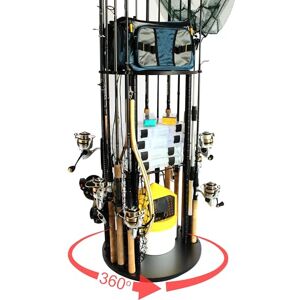 38-3034 Rush Creek Creations Fishing Rod Holder 17 Rod Capacity, 360 Rotating Rack for Garage Organization and Storage, Fishing Reels & Gear, Black Engineered Wood 38-3034 Rush Creek Creations Fishing Rod Holder 17 Rod Capacity, 360 Rotating Rack for Garage Organization and Storage, Fishing Reels & Gear, Black Engineered Wood