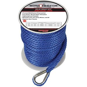 Extreme Max 3006.3482 BoatTector Solid Braid MFP Anchor Line z naparstkiem 1/5.1 cm x 150', królewski błękit Extreme Max 3006.3482 BoatTector Solid Braid MFP Anchor Line z naparstkiem 1/5.1 cm x 150', królewski błękit