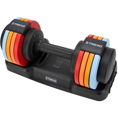 TXO-B4W021 XTREXO MULTICOLOR regulowane krótkie hantle 1 x 24,5 kg, ze stali z antypoślizgowym uchwytem, idealne do treningu siłowego w domu i w studiu fitness, regulowane hantle ze stabilnym TXO-B4W021 XTREXO MULTICOLOR regulowane krótkie hantle 1 x 24,5 kg, ze stali z antypoślizgowym uchwytem, idealne do treningu siłowego w domu i w studiu fitness, regulowane hantle ze stabilnym
