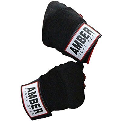 EUQR-S Amber Fight Gear Unisex's bokserskie szybkie ręczne owijanie rękawice wewnętrzne MMA Pro Grip kostka nadgarstek ochraniacz pięści sztuki walki kickboxing trening bandaż, czarny, mały EUQR-S Amber Fight Gear Unisex's bokserskie szybkie ręczne owijanie rękawice wewnętrzne MMA Pro Grip kostka nadgarstek ochraniacz pięści sztuki walki kickboxing trening bandaż, czarny, mały