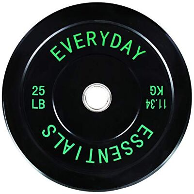 NEWEE Everyday Essentials oznaczona kolorami olimpijska płyta zderzaka płyta obciążająca ze stalową piastą, pojedyncza, czarna NEWEE Everyday Essentials oznaczona kolorami olimpijska płyta zderzaka płyta obciążająca ze stalową piastą, pojedyncza, czarna