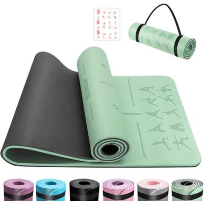 SP25001 OUTDOUSE Mata do jogi, TPE o grubości 6 mm, przyjazna dla skóry, antypoślizgowa, do pilatesu, medytacji, stretchingu, z paskiem do noszenia i torbą, mata sportowa, 183 x 61 cm, zielona i czarna SP25001 OUTDOUSE Mata do jogi, TPE o grubości 6 mm, przyjazna dla skóry, antypoślizgowa, do pilatesu, medytacji, stretchingu, z paskiem do noszenia i torbą, mata sportowa, 183 x 61 cm, zielona i czarna