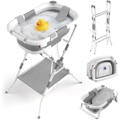 Relaxdays składana wanienka z stojakiem i poduszką, biało-szara do 40 kg, wymiary (wys. x szer. x gł.): 20,5 x 65 x 45,5 cm, wanna Relaxdays składana wanienka z stojakiem i poduszką, biało-szara do 40 kg, wymiary (wys. x szer. x gł.): 20,5 x 65 x 45,5 cm, wanna