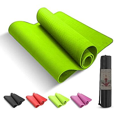 JIM020 Mata do jogi i fitness Profesjonalne antypoślizgowe wysokiej grubości zielony TPE JIM020 Mata do jogi i fitness Profesjonalne antypoślizgowe wysokiej grubości zielony TPE