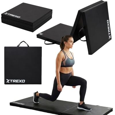 TRX-FLD001-BL TREXO Składana mata gimnastyczna 180 x 60 x 5 cm – mata gimnastyczna ze sztucznej skóry z 3 segmentami – wyściółka o grubości 5 cm – do fitnessu, szkoły i treningu domowego (czarna) TRX-FLD001-BL TREXO Składana mata gimnastyczna 180 x 60 x 5 cm – mata gimnastyczna ze sztucznej skóry z 3 segmentami – wyściółka o grubości 5 cm – do fitnessu, szkoły i treningu domowego (czarna)